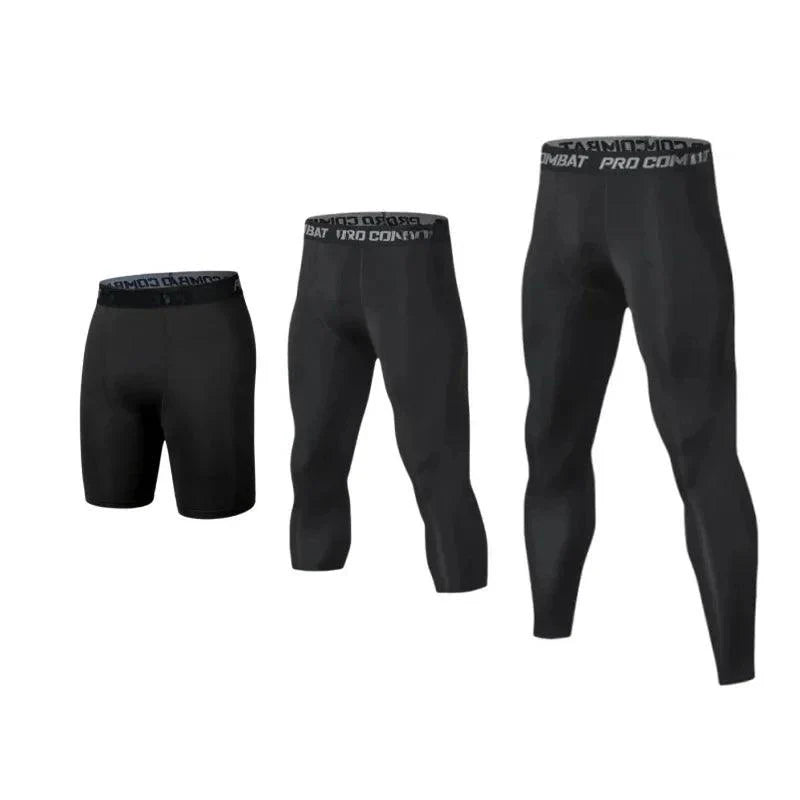 Pantalones de compresión para hombre Mallas secado rápido Leggings deportivos Capa base Mallas de running Entrenamiento atlético Pantalones cortos activos