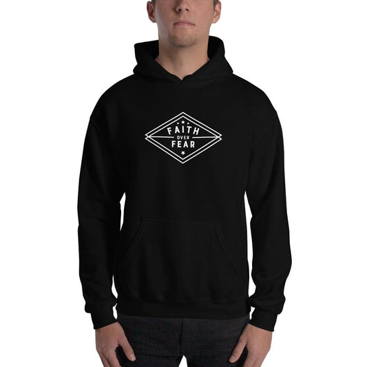 Sudadera con capucha cristiana de hombre "Fe sobre el miedo" con diamantes