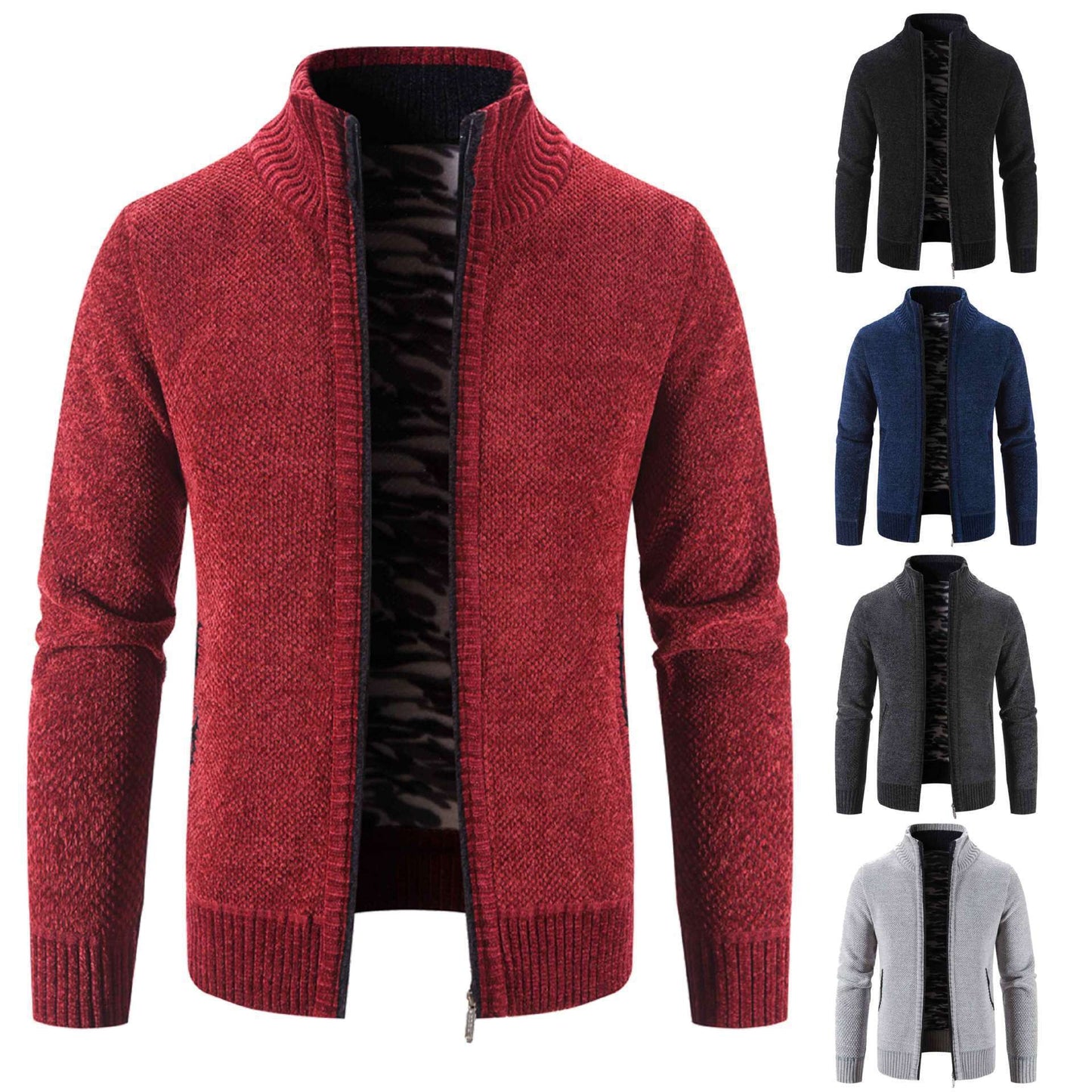 Men's Fleece Lined Knitwear Jacket | For Autumn/Winter- # BOAA13210018