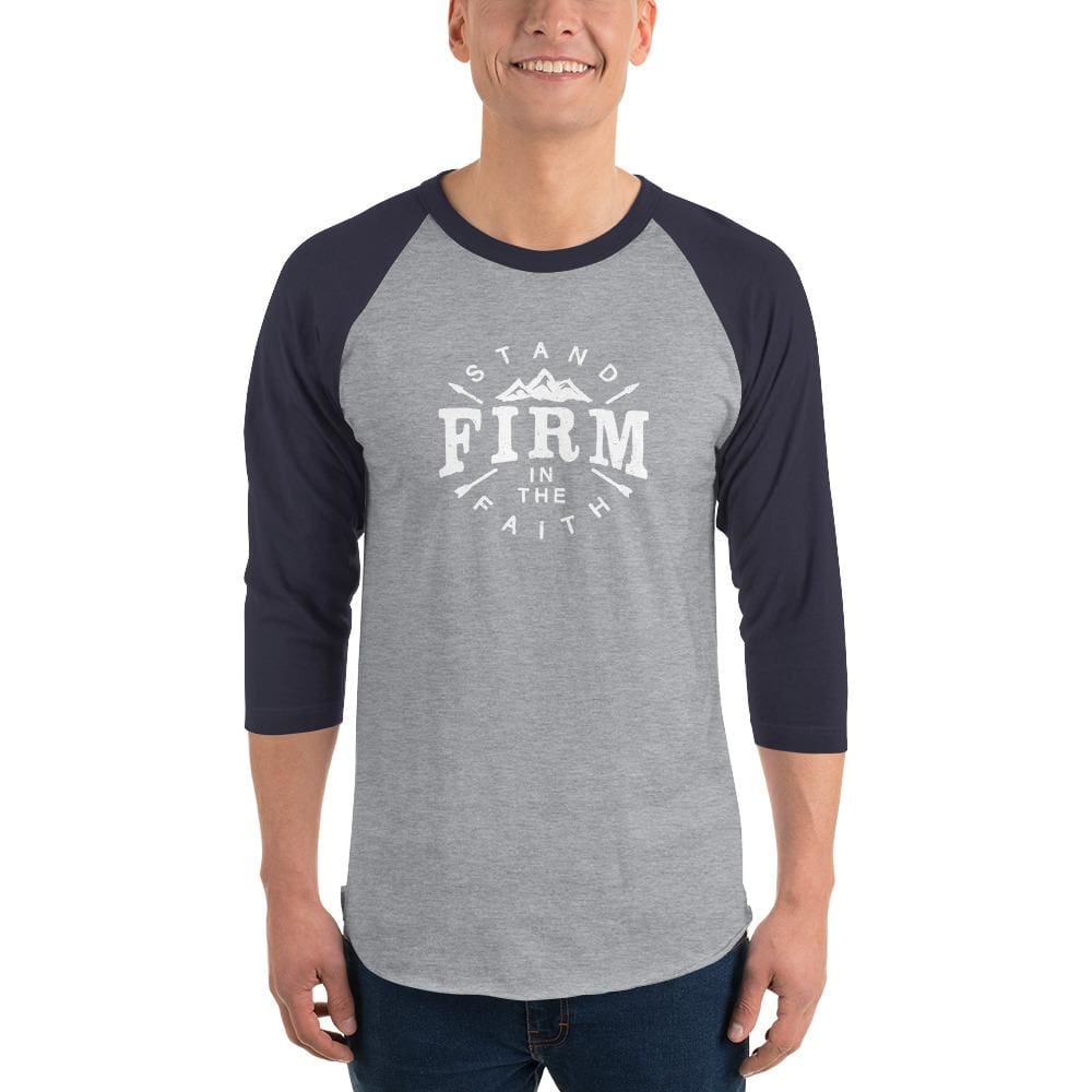Camiseta Raglán de Manga 3/4 "Mantente Firme en la Fe" para Hombre