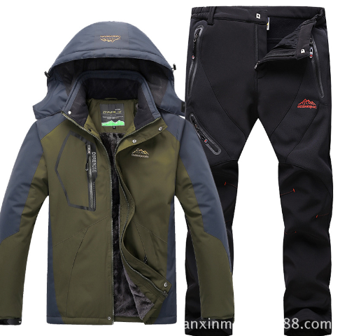 Men's Winter Waterproof Fleece Lined Outdoor Jacket Set - # BOAA13210017