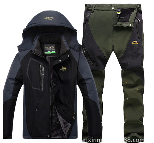 Men's Winter Waterproof Fleece Lined Outdoor Jacket Set - # BOAA13210017