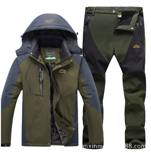 Men's Winter Waterproof Fleece Lined Outdoor Jacket Set - # BOAA13210017