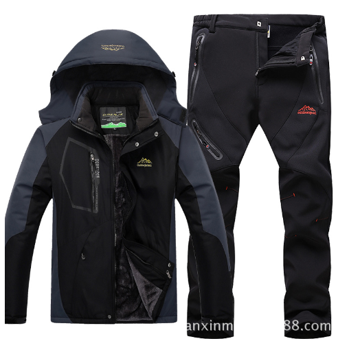 Men's Winter Waterproof Fleece Lined Outdoor Jacket Set - # BOAA13210017