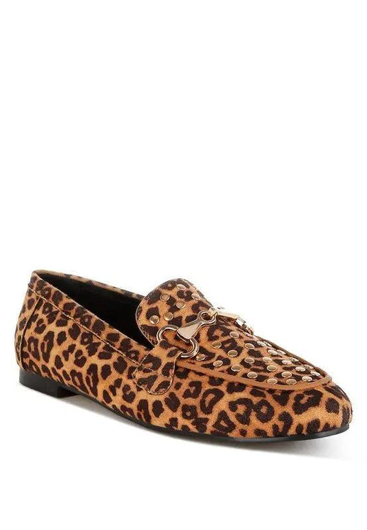 Zapatos Rag Company Meopa Mocasines con tachuelas de herradura y estampado de leopardo para mujer - Calzado elegante