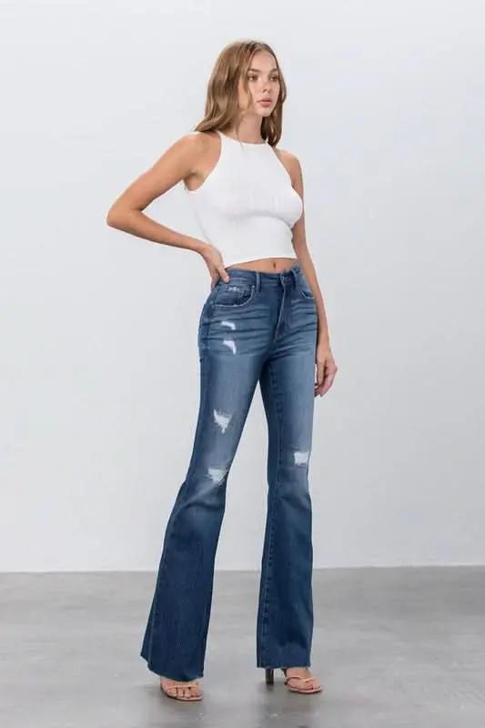 Insane Gene Dark Wash Flare Jeans Women's Contemporary Denim - Flattering Fit