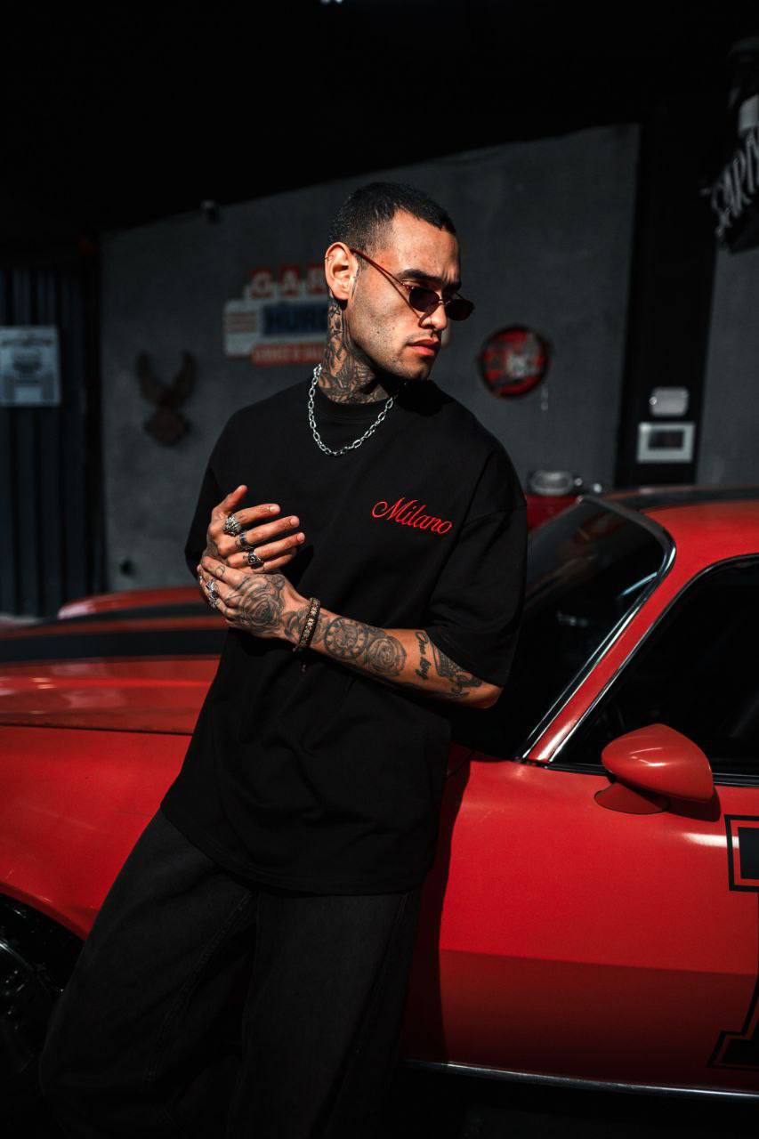 Camiseta oversize de hombre con bordado 'Milano' - Camiseta de diseño de streetwear