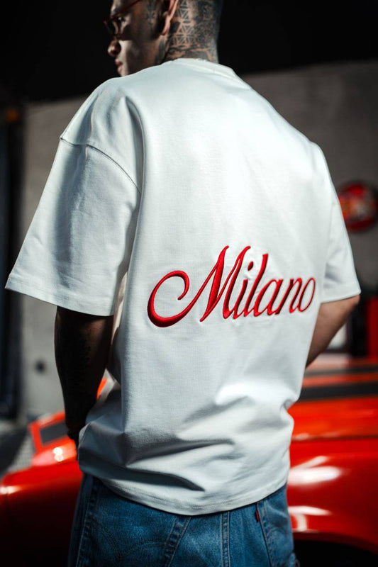 Camiseta oversize de hombre con bordado 'Milano' - Camiseta de diseño de streetwear