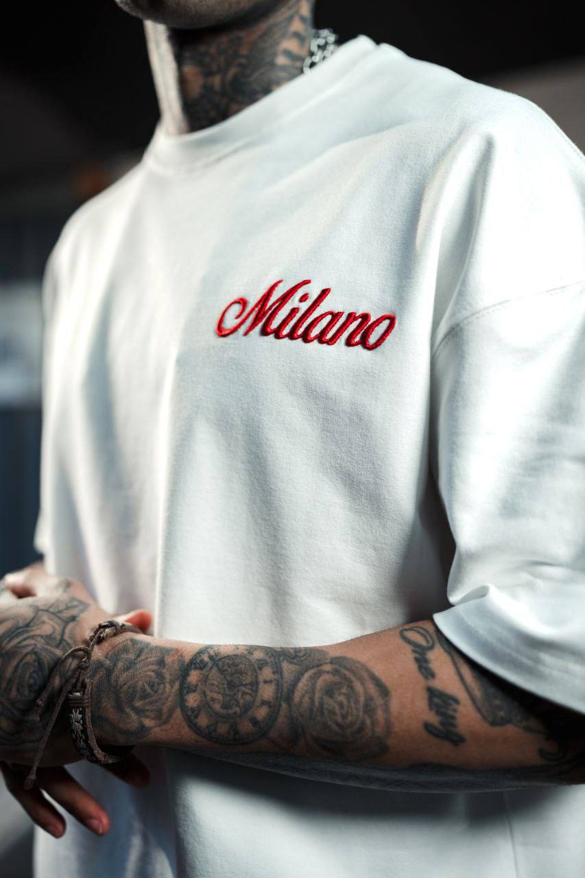 Camiseta oversize de hombre con bordado 'Milano' - Camiseta de diseño de streetwear