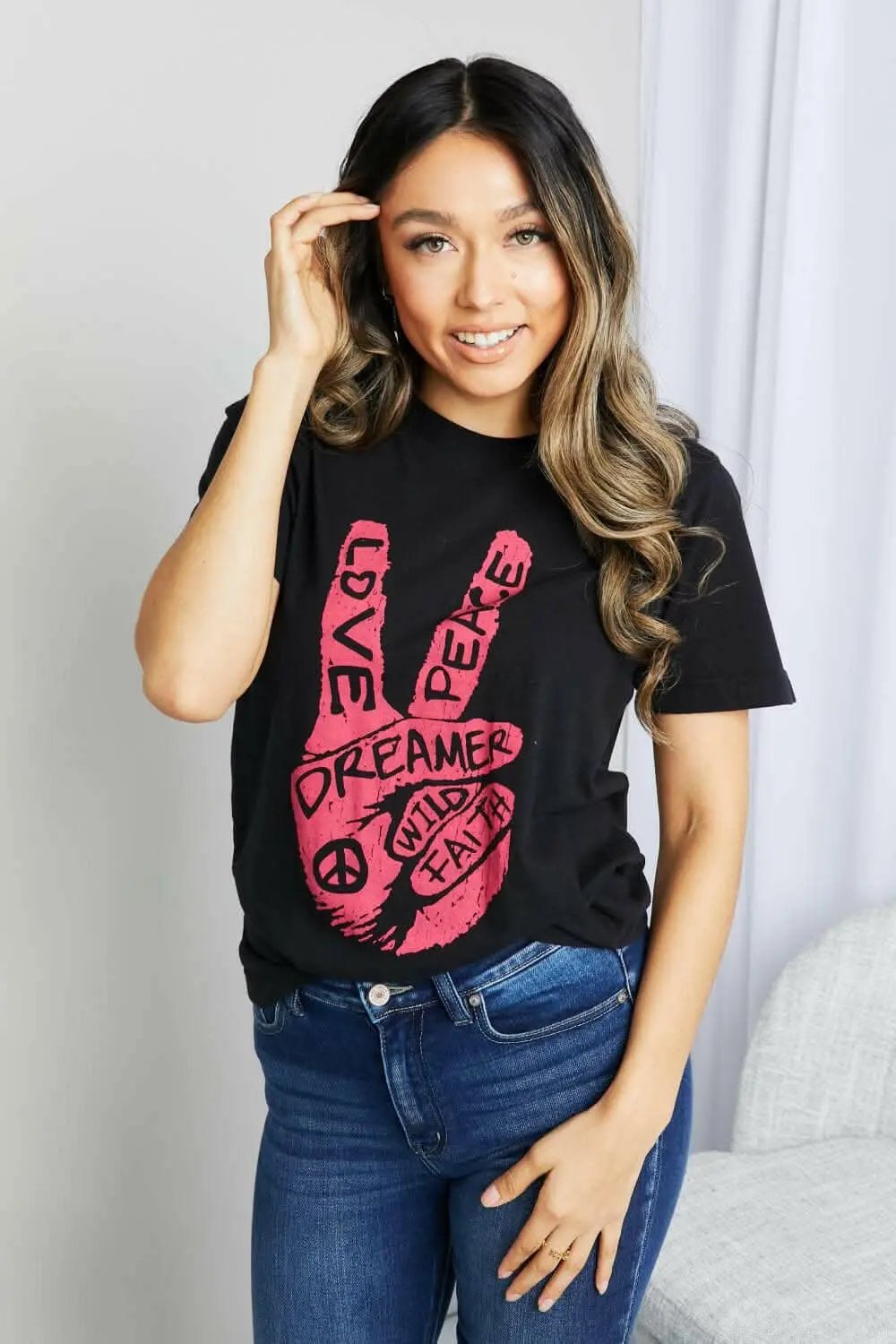 T-Shirts Trendsi MineB Graphic Tunic Women's Casual T-Shirt Full Size Closeout