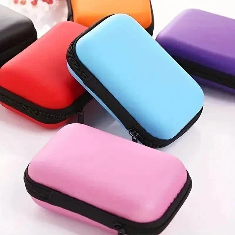 Mini Travel Portable Zippered Earphone, Coin, Jewelry, Accessory Box