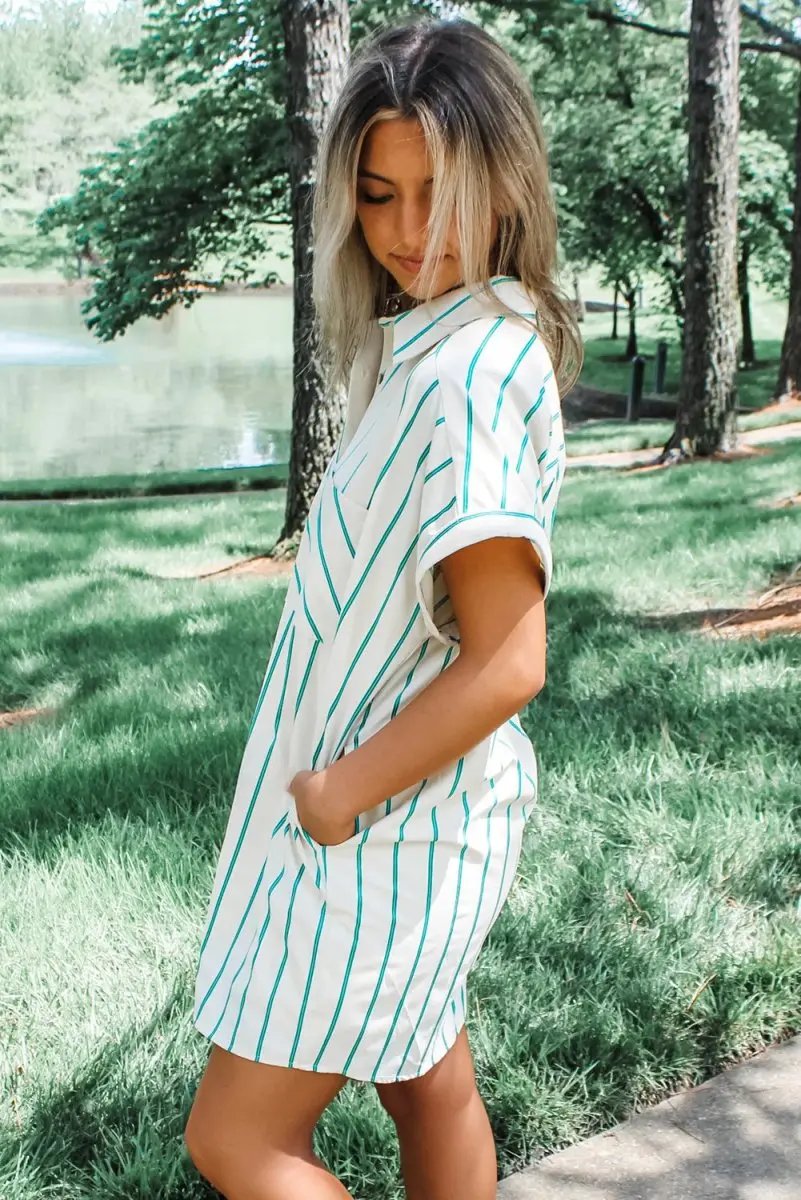 Shoes Love Salve Mint Green St Patricks Party Women's Dress: Striped, Short Sleeve