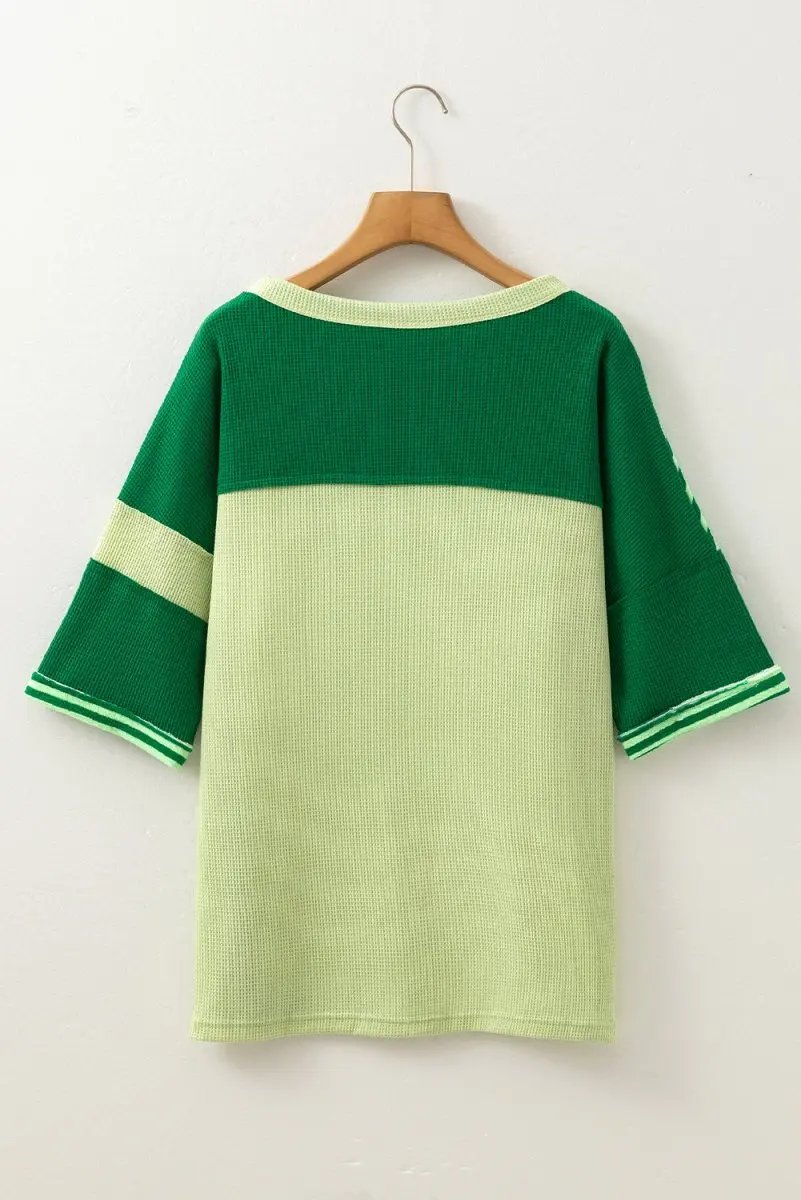 Sweaters Love Salve Mint Green Knit Top Daily Wear Women's Colorblock Tee: Soft, Striped