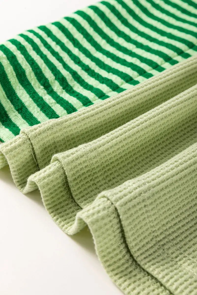 Sweaters Love Salve Mint Green Knit Top Daily Wear Women's Colorblock Tee: Soft, Striped