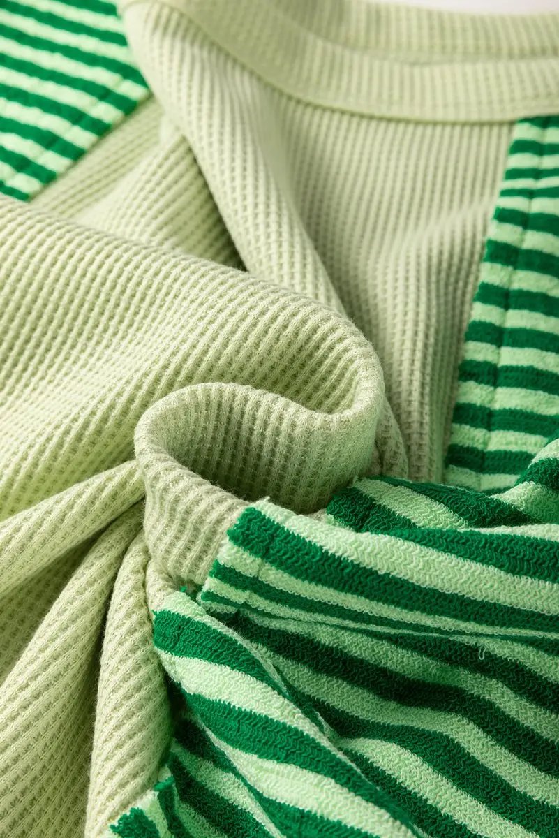 Sweaters Love Salve Mint Green Knit Top Daily Wear Women's Colorblock Tee: Soft, Striped