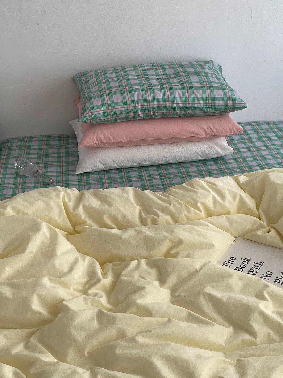 Pink & Mint Green Plaid Duvet Cover Set