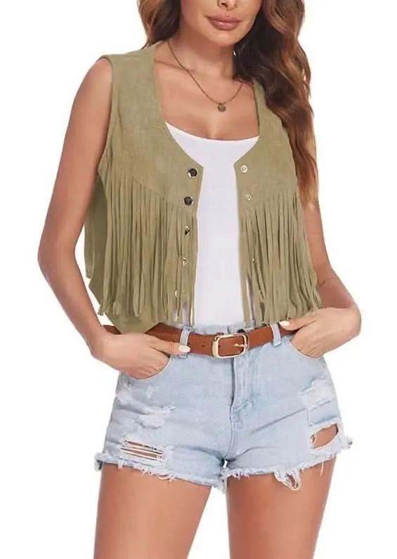 Miss Sparkling Cropped Fringe Vest — Boho Layering Essential