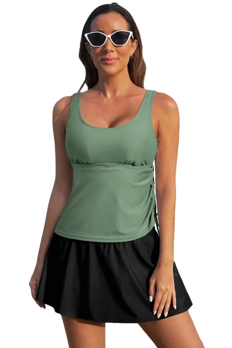 Accessories Love Salve Green Tankini Set Women's Vacation Swimsuit Padded Adjustable