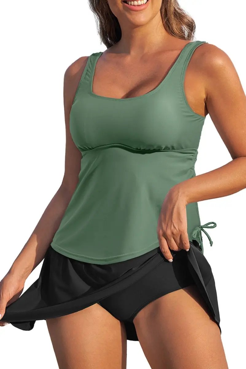 Accessories Love Salve Green Tankini Set Women's Vacation Swimsuit Padded Adjustable