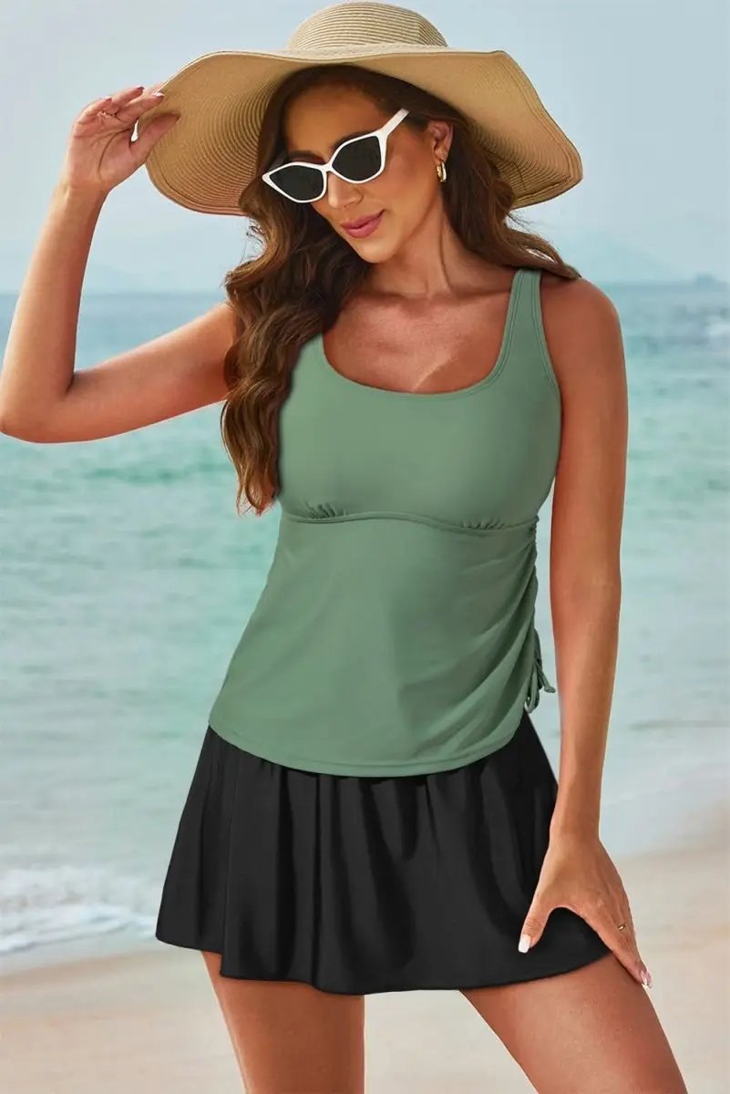 Accessories Love Salve Green Tankini Set Women's Vacation Swimsuit Padded Adjustable