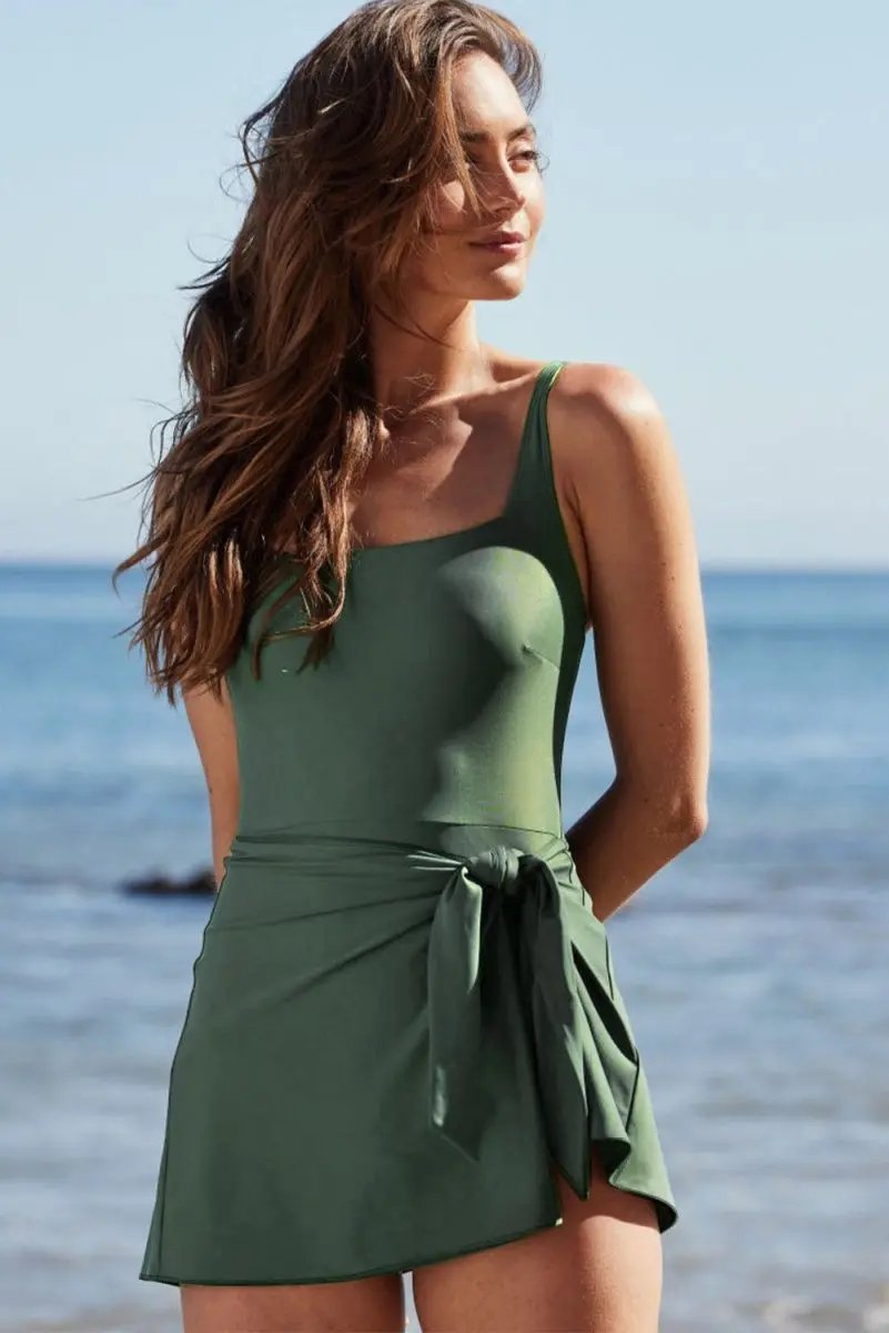 Dresses Love Salve Green Swim Dress Women's Vacation One-Piece Adjustable Straps A-Line