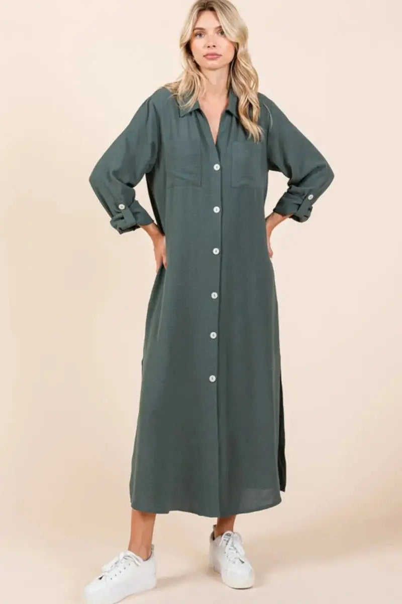 Dresses Trendsi Airflow Maxi Dress Women's Casual Long Sleeve V-Neck Flowy Dress