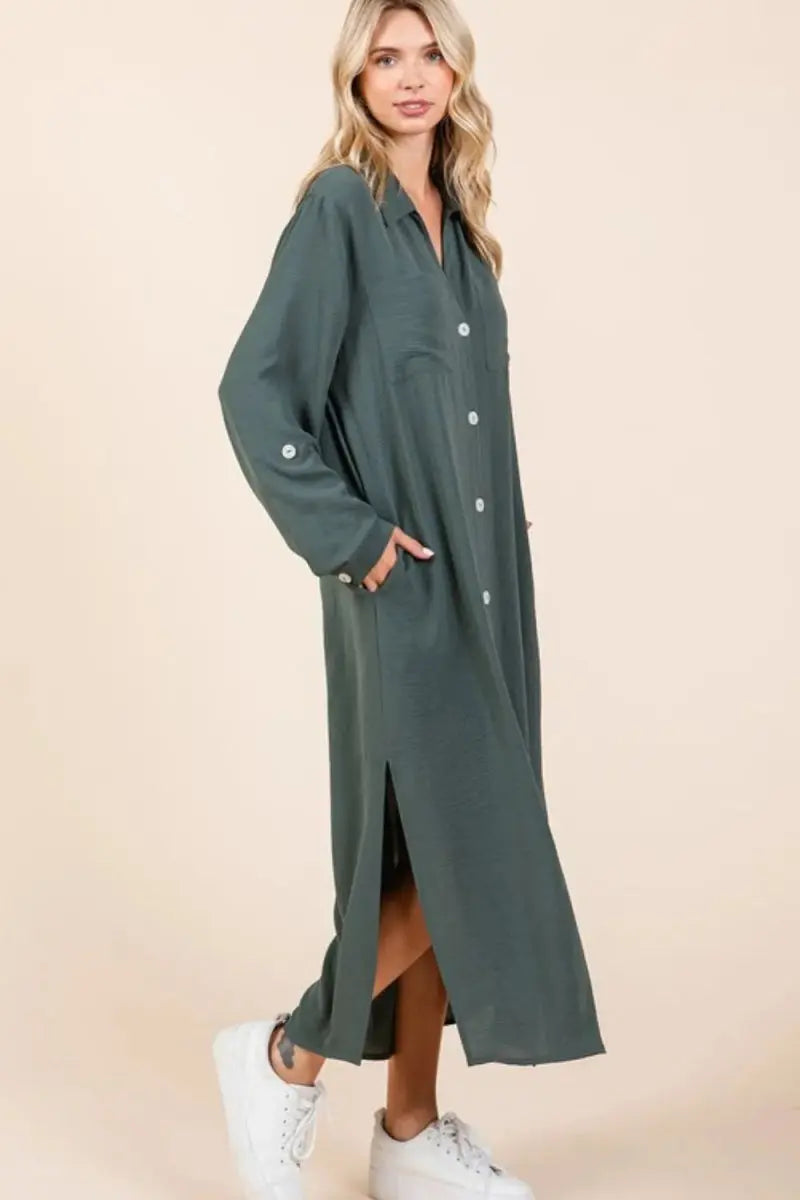 Dresses Trendsi Airflow Maxi Dress Women's Casual Long Sleeve V-Neck Flowy Dress