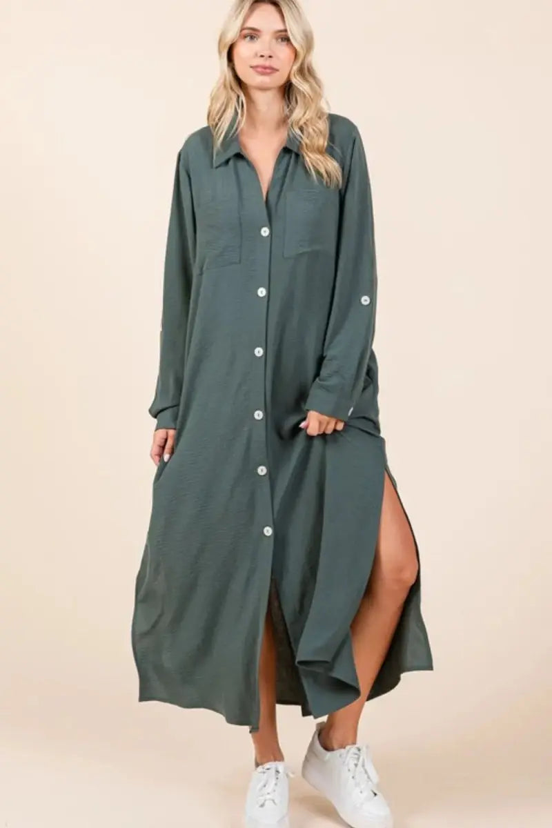 Dresses Trendsi Airflow Maxi Dress Women's Casual Long Sleeve V-Neck Flowy Dress