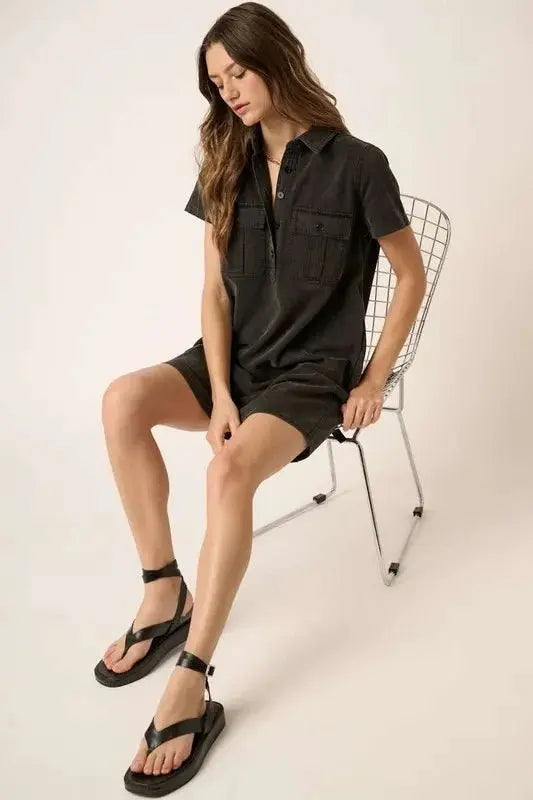 Shirts Trendsi Button Detail Dress Women's Casual Day Dress Short Sleeve Chic