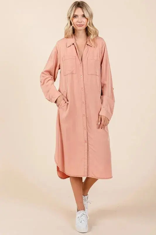 Shirts Trendsi Button Down Shirt Dress Women's Casual Long Sleeve Mini Dress - USA Ship