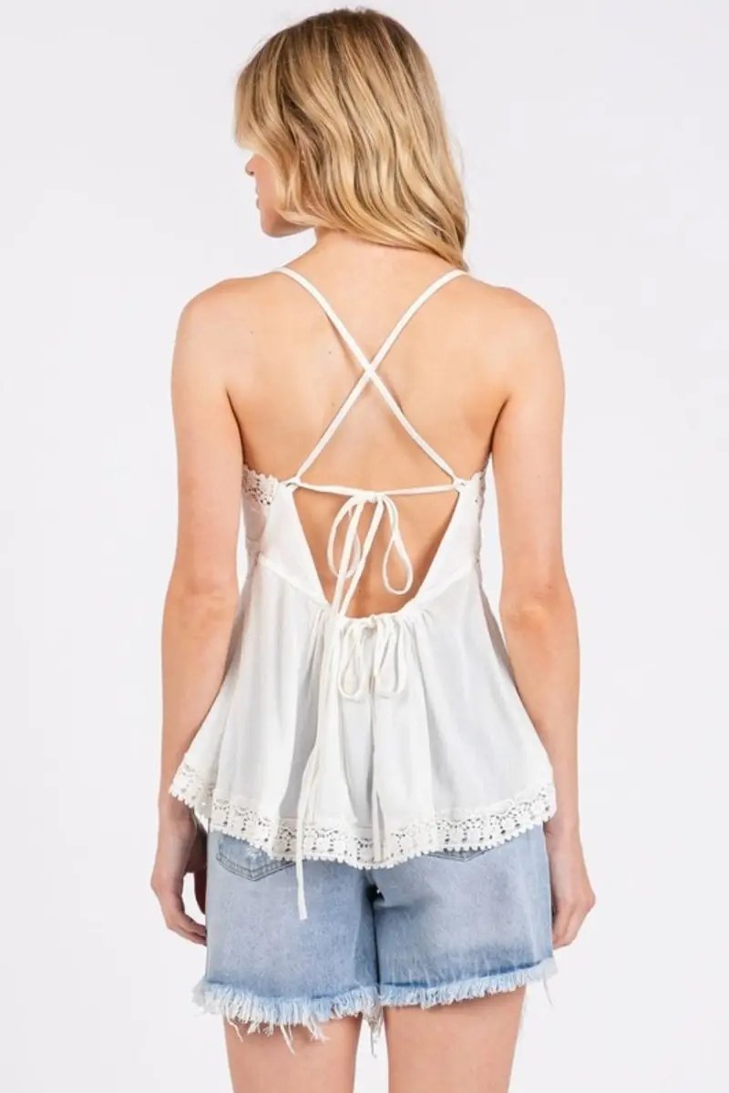 Dresses Trendsi Lace Cami Top Women's Crisscross V-Neck Sexy Tank Top USA