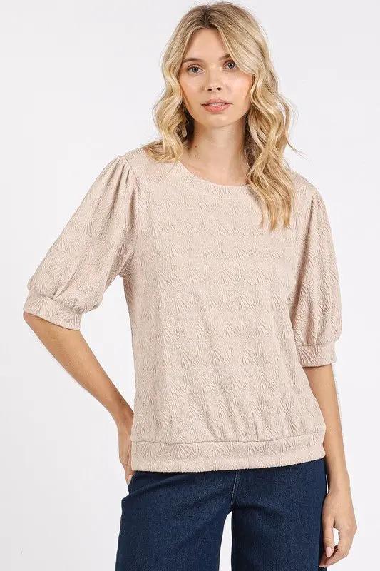 Top de punto para mujer Top de punto - Manga corta abullonada - Camisa casual