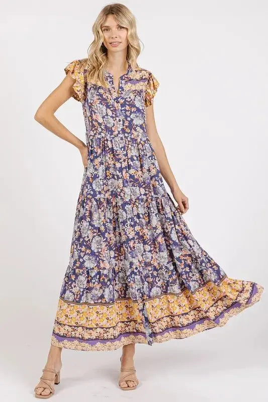 Vestidos Trendsi Vestido Largo Floral con Volantes Elegante Vestido Largo de Mujer Envío desde EE. UU.