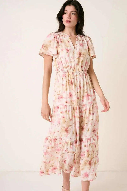 Vestidos Trendsi Vestido Largo Floral de Mujer, Casual de Verano con Cuello en V y Manga Acampanada