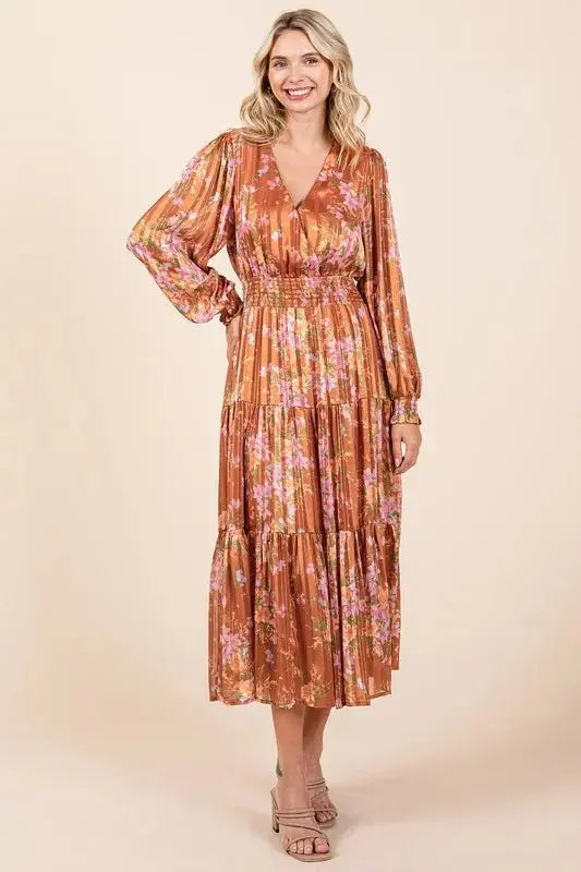 Dresses Trendsi Flower Print Dress Women's Casual Midi Dress Smocked & Flowy