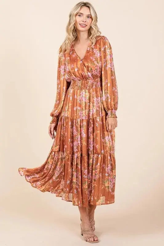 Dresses Trendsi Flower Print Dress Women's Casual Midi Dress Smocked & Flowy