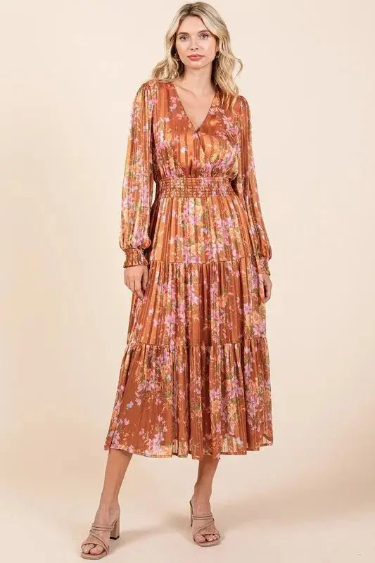 Dresses Trendsi Flower Print Dress Women's Casual Midi Dress Smocked & Flowy