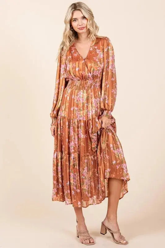 Dresses Trendsi Flower Print Dress Women's Casual Midi Dress Smocked & Flowy