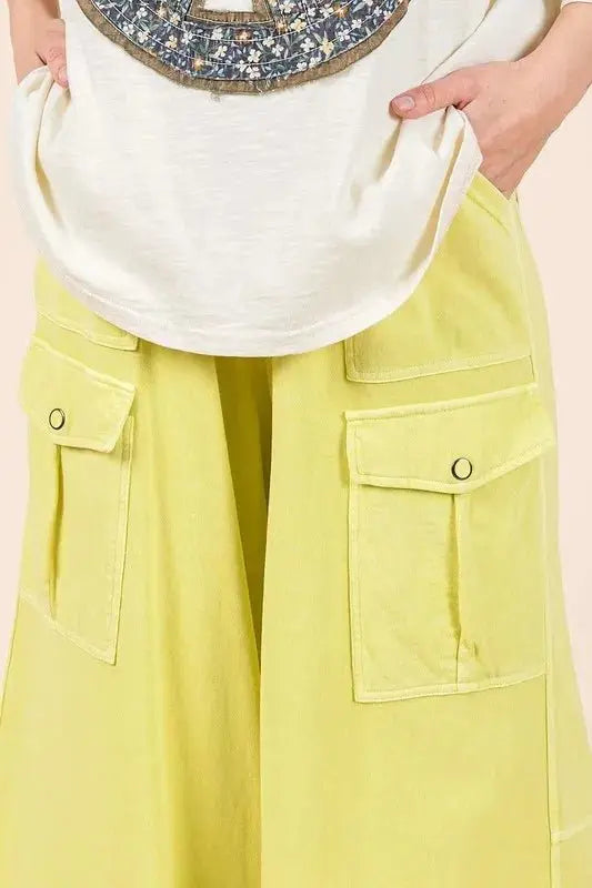 Trendsi French Terry Cargo Pants Women's Casual Wide Leg Bottoms Comfy Fit