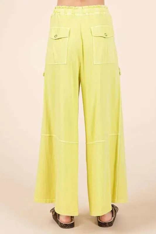 Trendsi French Terry Cargo Pants Women's Casual Wide Leg Bottoms Comfy Fit