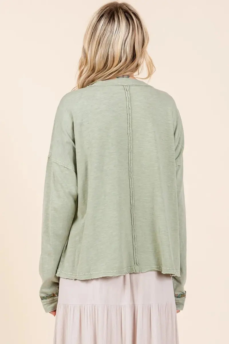 Long Sleeve T-Shirt - Mineral Wash Star - Comfy Casual Fit