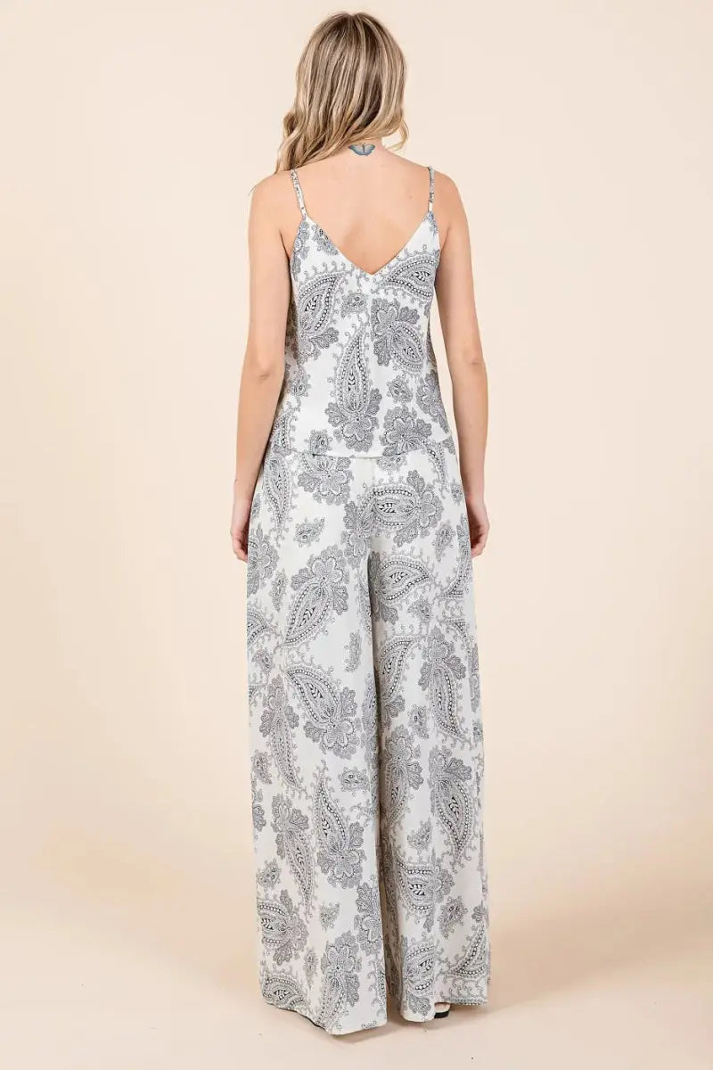 Women's Loungewear Set - Paisley Print - Two-Piece Cami