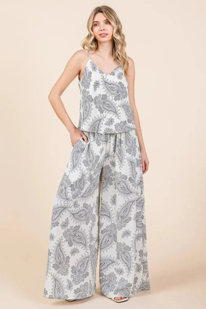 Women's Loungewear Set - Paisley Print - Two-Piece Cami