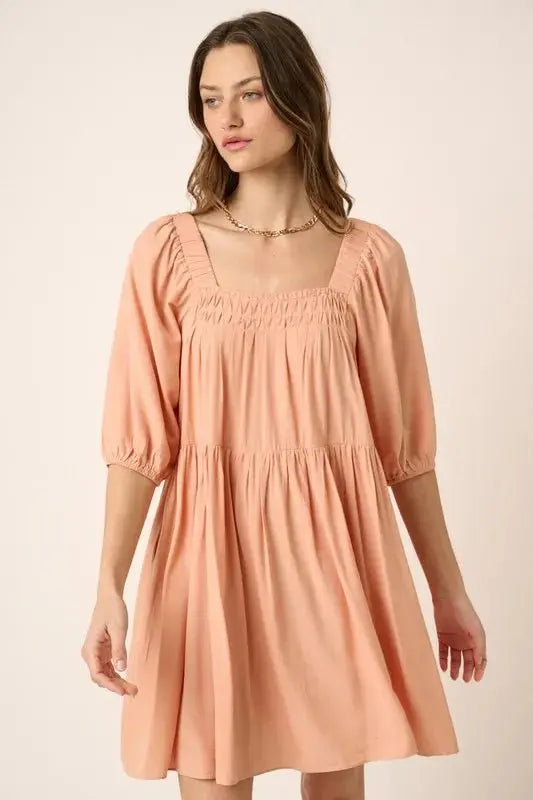Women's Mini Dress Mini Dress - Pintuck Tie Back - Bodycon Date Night Style