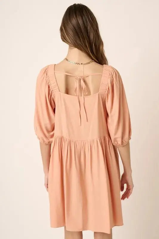 Women's Mini Dress Mini Dress - Pintuck Tie Back - Bodycon Date Night Style