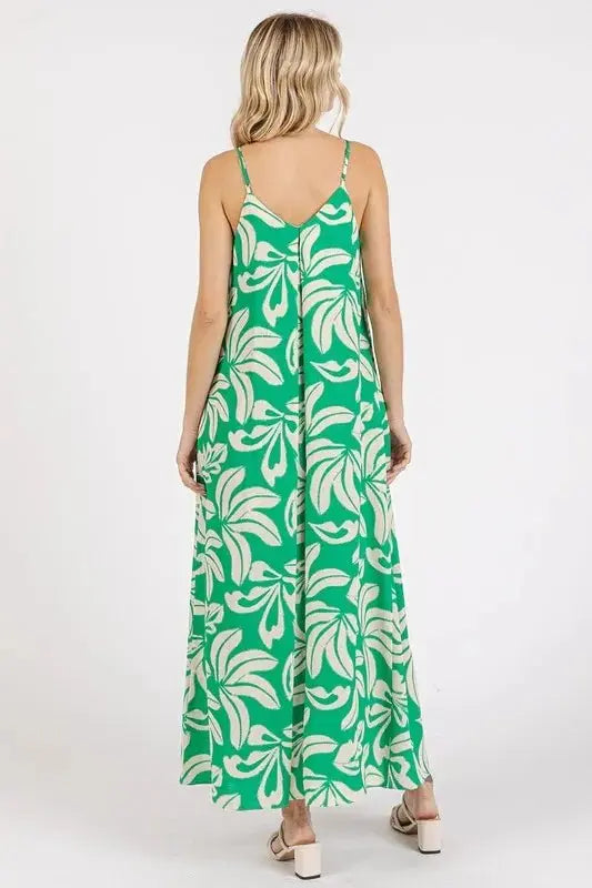 Maxi Dress - Printed V-Neck with Pockets - Summer Casual