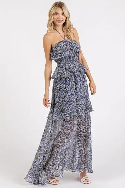 Dresses Trendsi Floral Maxi Dress Women's Summer Party Dress Smocked Ruffle Halter Neck