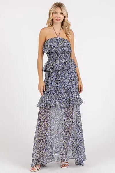 Dresses Trendsi Floral Maxi Dress Women's Summer Party Dress Smocked Ruffle Halter Neck