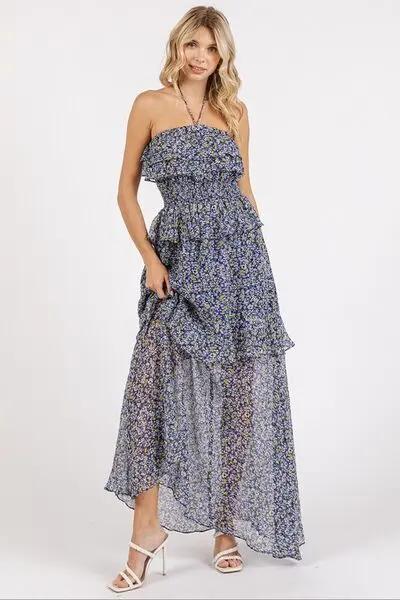 Dresses Trendsi Floral Maxi Dress Women's Summer Party Dress Smocked Ruffle Halter Neck