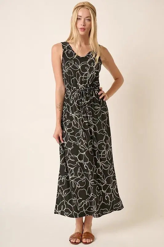 Vestidos Trendsi Vestido floral con cuello en V para mujer, vestido casual de verano, minivestido, abertura lateral, sin mangas
